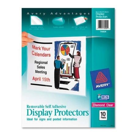 Avery Dennison Avery Removable Self Adhesive Display Protector, 8-1/2inW x 11inH, Clear, 10/PK 74404